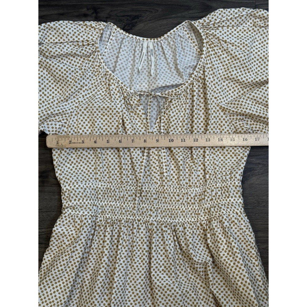 Anthropologie Somerset Dress M Ivory Gold Cottagecore Boho Prairie Maxi - Picture 7 of 9
